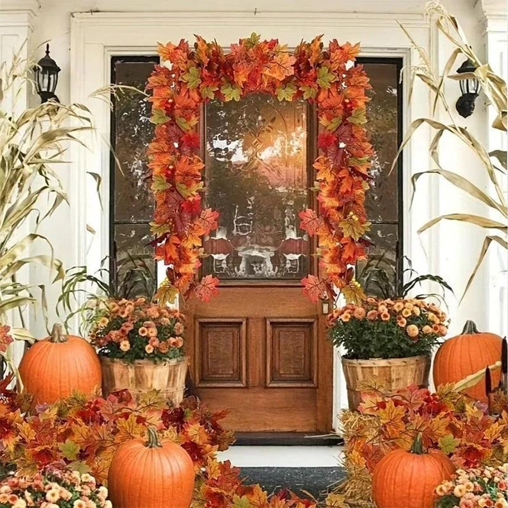Autumn Maple Leaf Garland Vine 656ft Artificial Fall Hanging Decor For Thanksgiving Seasonal Even 0