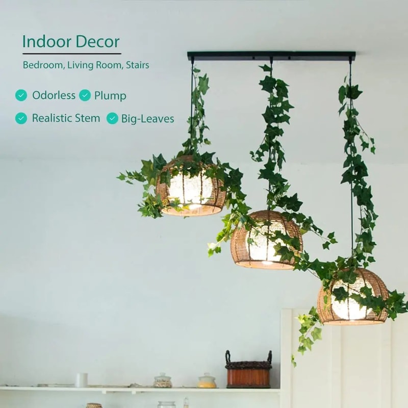 Lush Green Ivy Vines Garland Realistic Artificial Hanging Plants For Indoor Outdoor Wall Event De 3