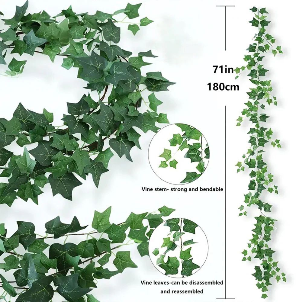 Lush Green Ivy Vines Garland Realistic Artificial Hanging Plants For Indoor Outdoor Wall Event De 5