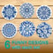 Celadon Floral Wooden Coasters Set 6pcs HeatResistant Coffee Cup Mats For Home Office 0