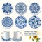 Celadon Floral Wooden Coasters Set 6pcs HeatResistant Coffee Cup Mats For Home Office 1