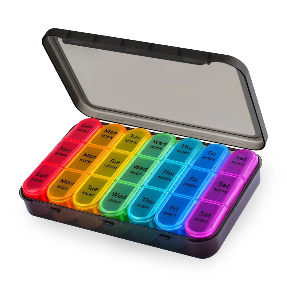 Portable Weekly Monthly Pill Organizer Case BPAFree Travel Pill Box With AMPM Compartments 6