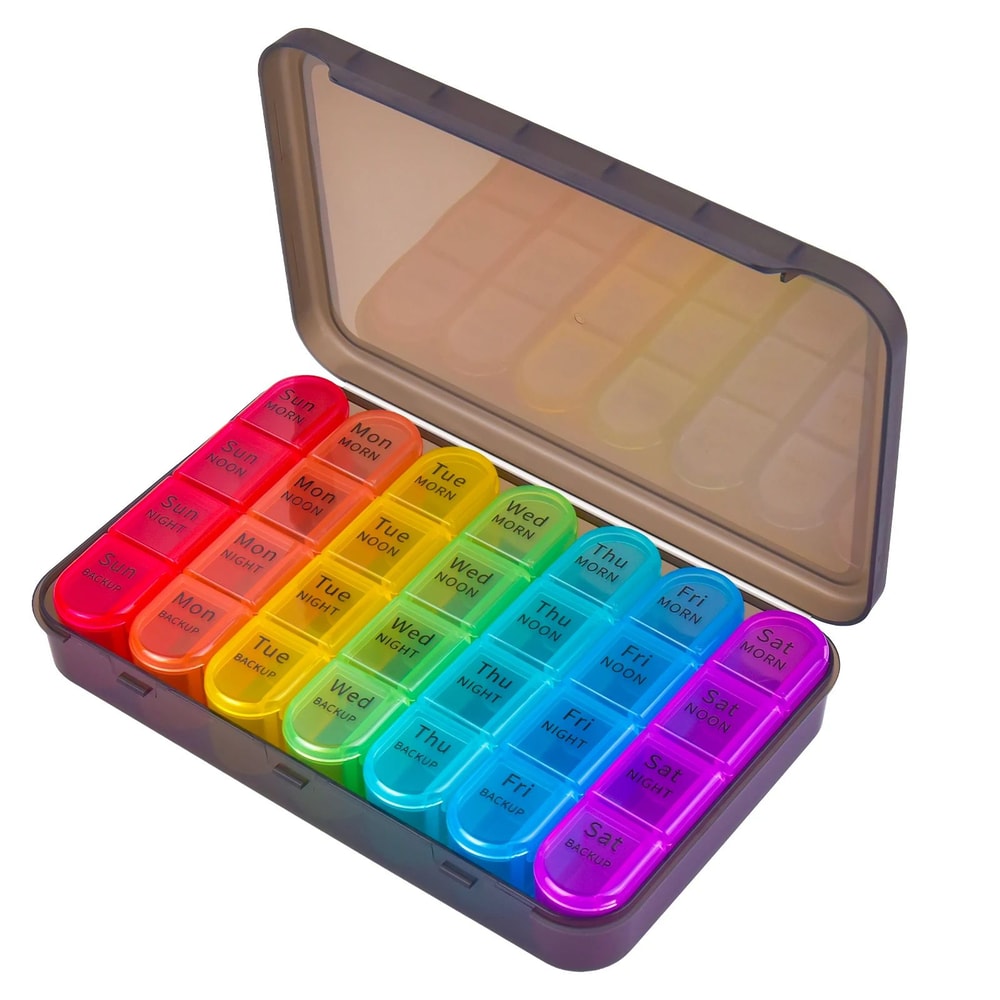 Portable Weekly Monthly Pill Organizer Case BPAFree Travel Pill Box With AMPM Compartments 7