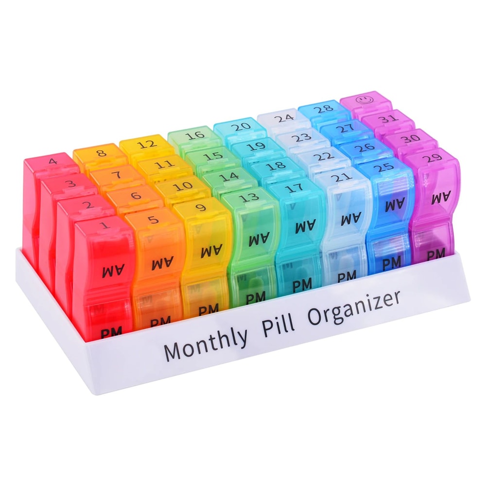 Portable Weekly Monthly Pill Organizer Case BPAFree Travel Pill Box With AMPM Compartments 8