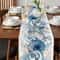 Coastal Summer Linen Table Runner Ocean Conch Coral Print Dining Table Decor 2