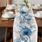Coastal Summer Linen Table Runner Ocean Conch Coral Print Dining Table Decor 2