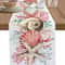 Coastal Summer Linen Table Runner Ocean Conch Coral Print Dining Table Decor 7