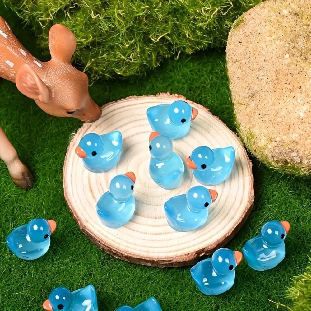 GlowintheDark Blue Mini Resin Duck Figurines Luminous DIY Craft Garden Decor 0
