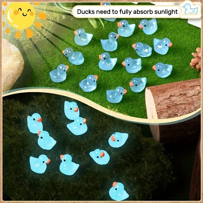 GlowintheDark Blue Mini Resin Duck Figurines Luminous DIY Craft Garden Decor 2