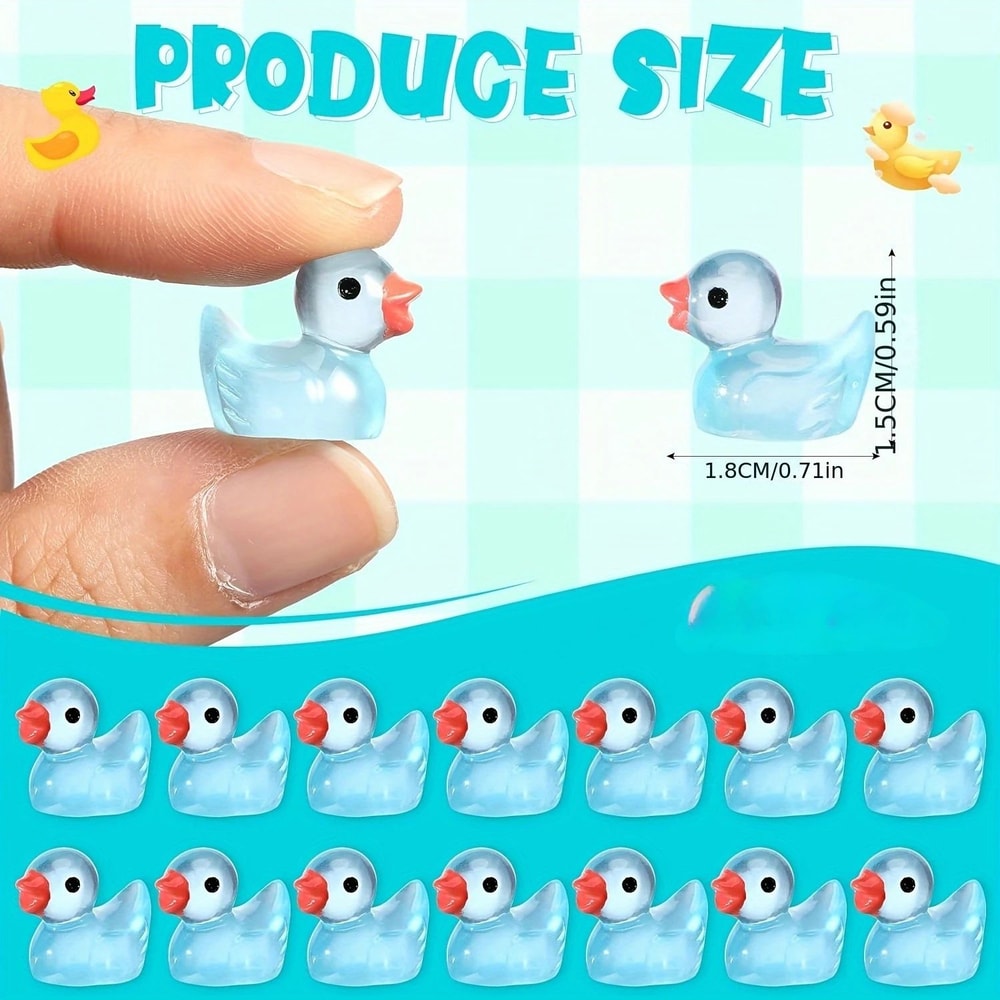 GlowintheDark Blue Mini Resin Duck Figurines Luminous DIY Craft Garden Decor 3
