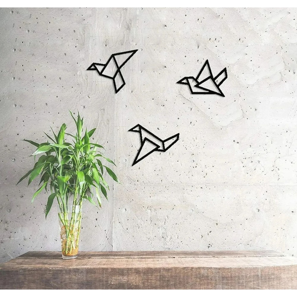Modern Metal Bird Wall Art Set 3PCS Iron Silhouette Hanging Decor For Home Office 2