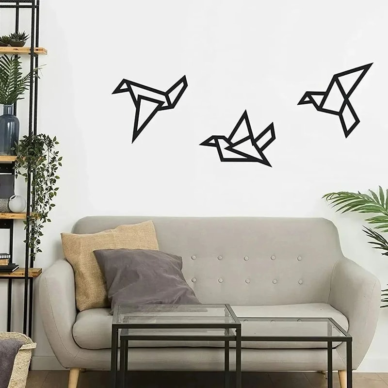 Modern Metal Bird Wall Art Set 3PCS Iron Silhouette Hanging Decor For Home Office 0