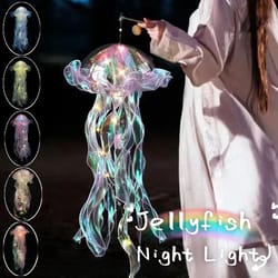 diy jellyfish led hanging lamp – colorful battery-powered ceiling night light for bedroom decor