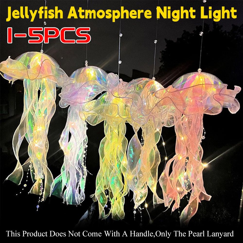 DIY Jellyfish LED Hanging Lamp Colorful BatteryPowered Ceiling Night Light For Bedroom Decor 1