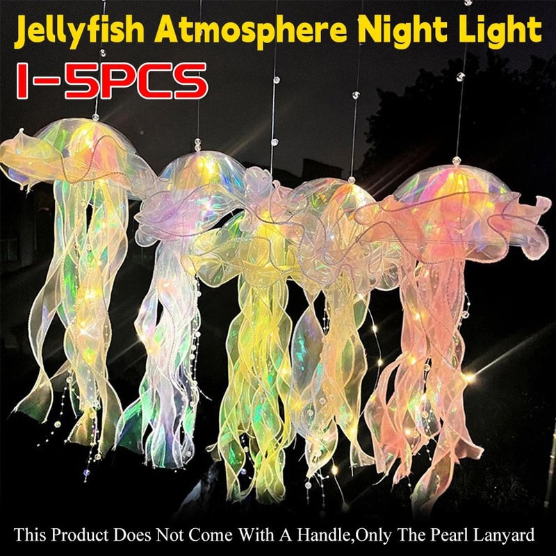 DIY Jellyfish LED Hanging Lamp Colorful BatteryPowered Ceiling Night Light For Bedroom Decor 1