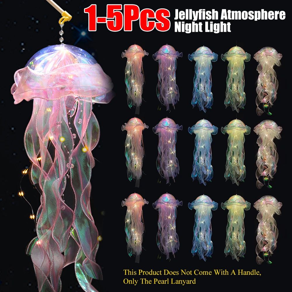 DIY Jellyfish LED Hanging Lamp Colorful BatteryPowered Ceiling Night Light For Bedroom Decor 3