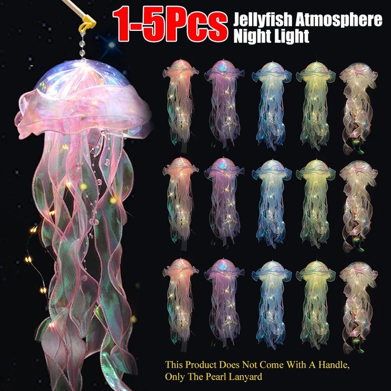 DIY Jellyfish LED Hanging Lamp Colorful BatteryPowered Ceiling Night Light For Bedroom Decor 3
