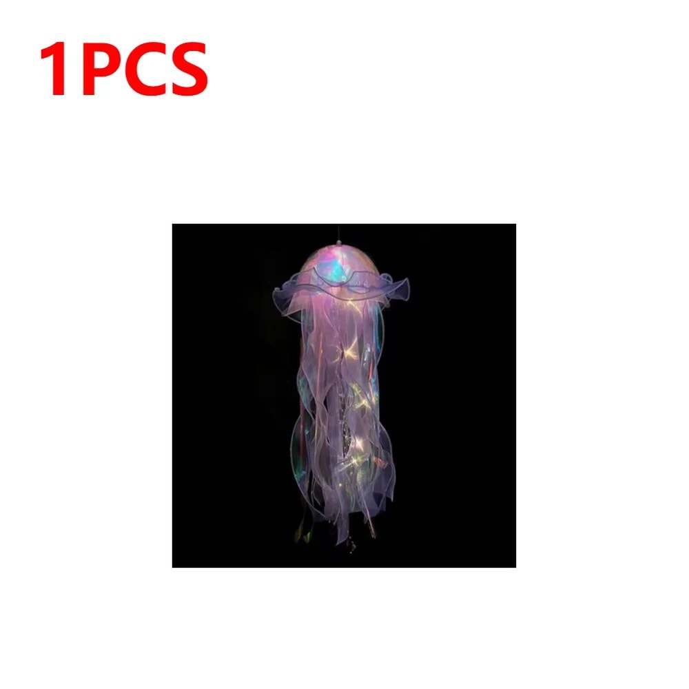 DIY Jellyfish LED Hanging Lamp Colorful BatteryPowered Ceiling Night Light For Bedroom Decor 8