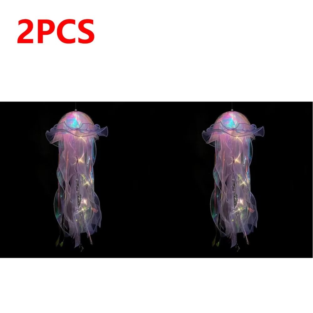 DIY Jellyfish LED Hanging Lamp Colorful BatteryPowered Ceiling Night Light For Bedroom Decor 12