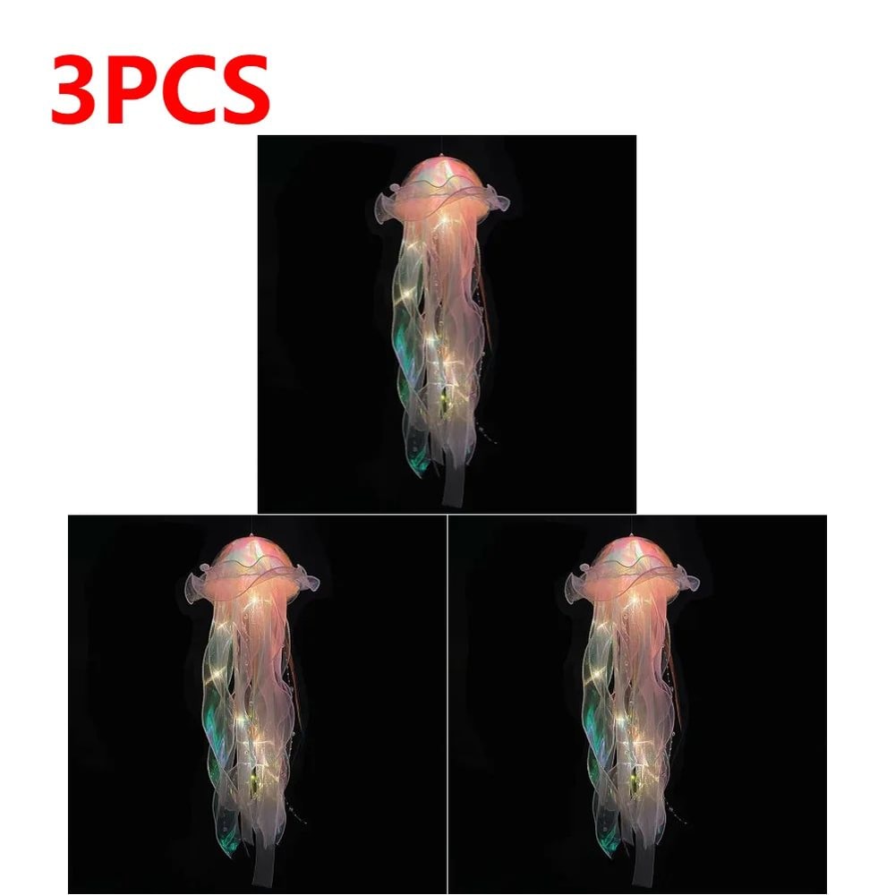 DIY Jellyfish LED Hanging Lamp Colorful BatteryPowered Ceiling Night Light For Bedroom Decor 14