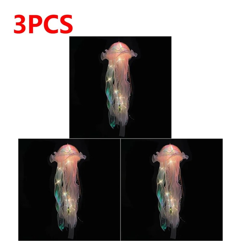DIY Jellyfish LED Hanging Lamp Colorful BatteryPowered Ceiling Night Light For Bedroom Decor 14