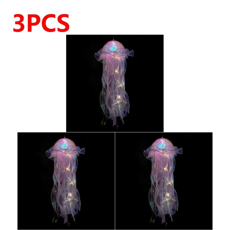 DIY Jellyfish LED Hanging Lamp Colorful BatteryPowered Ceiling Night Light For Bedroom Decor 16