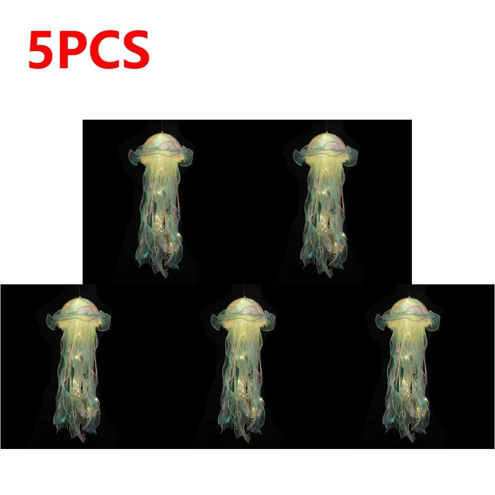 DIY Jellyfish LED Hanging Lamp Colorful BatteryPowered Ceiling Night Light For Bedroom Decor 22