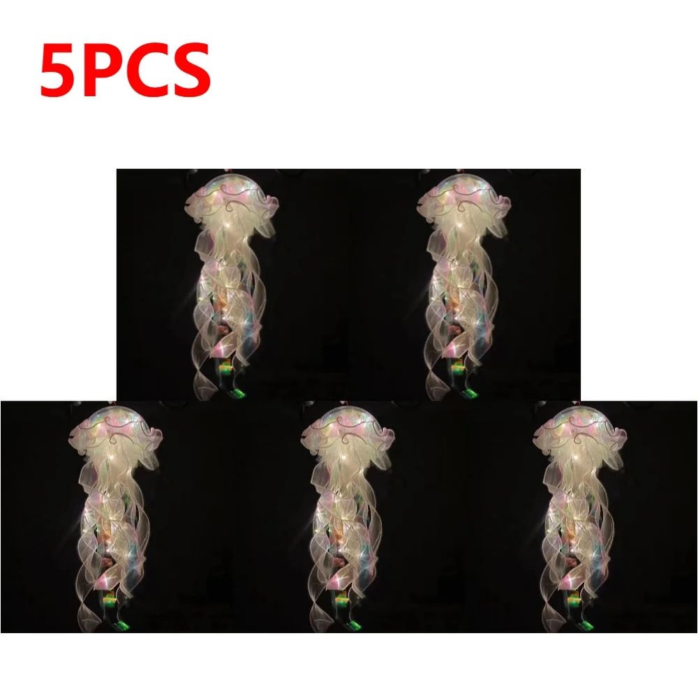 DIY Jellyfish LED Hanging Lamp Colorful BatteryPowered Ceiling Night Light For Bedroom Decor 24