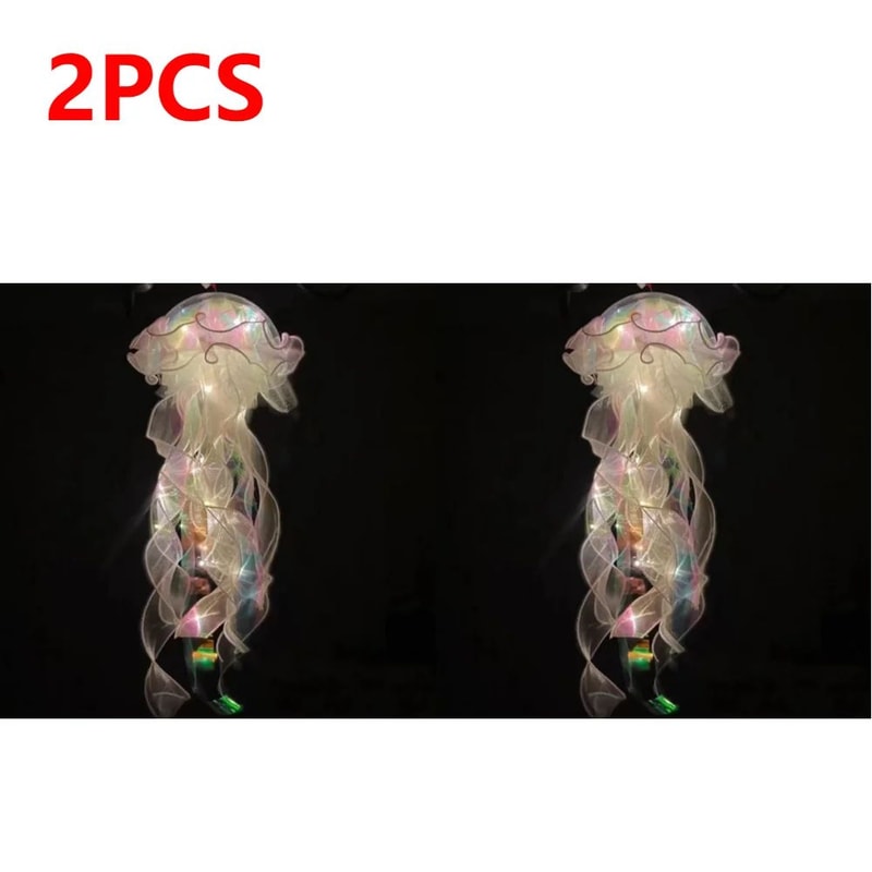 DIY Jellyfish LED Hanging Lamp Colorful BatteryPowered Ceiling Night Light For Bedroom Decor 13