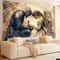 Vintage Knight Angel Tapestry Wall Hanging Elegant Prayer Scene Polyester Fabric Home Decor 2