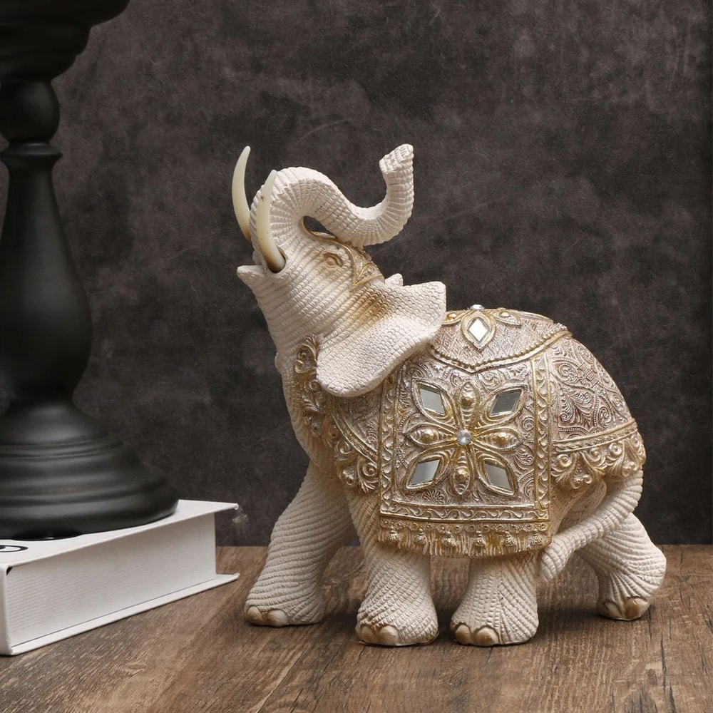 Lucky Elephant Feng Shui Statue Wealth Attraction Decorative Figurine For Home Office 0