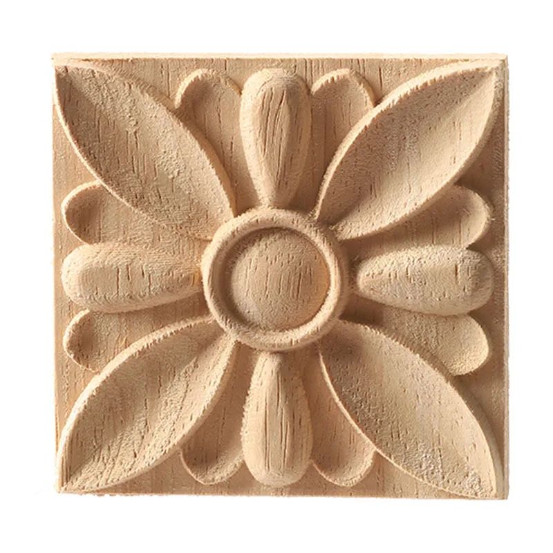 European Carved Wood Corner Applique Unpainted Floral Furniture Decal For Vintage Home Decor 3