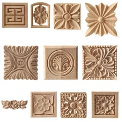 european carved wood corner applique – unpainted floral furniture decal for vintage home decor