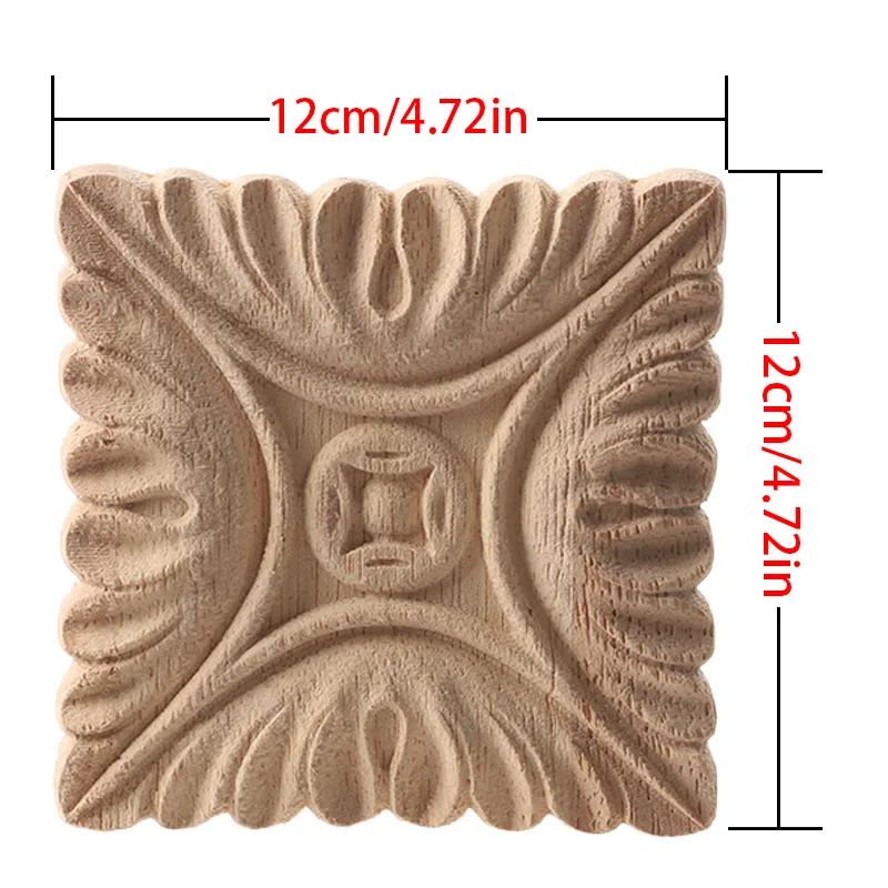 European Carved Wood Corner Applique Unpainted Floral Furniture Decal For Vintage Home Decor 24