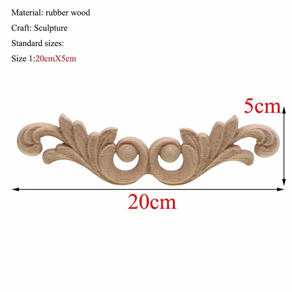 Vintage Rectangle Wood Carved Applique European Oak Floral Furniture Moulding Decor 6
