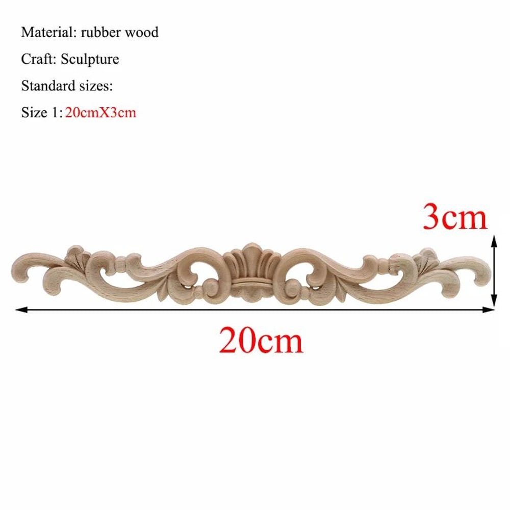 Vintage Rectangle Wood Carved Applique European Oak Floral Furniture Moulding Decor 11