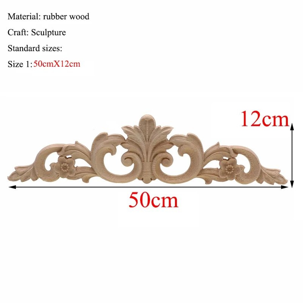 Vintage Rectangle Wood Carved Applique European Oak Floral Furniture Moulding Decor 16