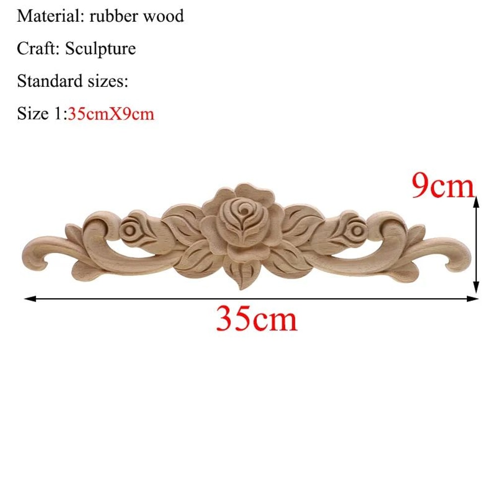 Vintage Rectangle Wood Carved Applique European Oak Floral Furniture Moulding Decor 18