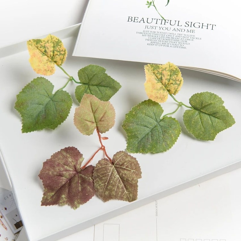 Artificial Grape Leaf Decor Set Silk Green Vine Leaves For Wedding Wreath Home Decoration 0