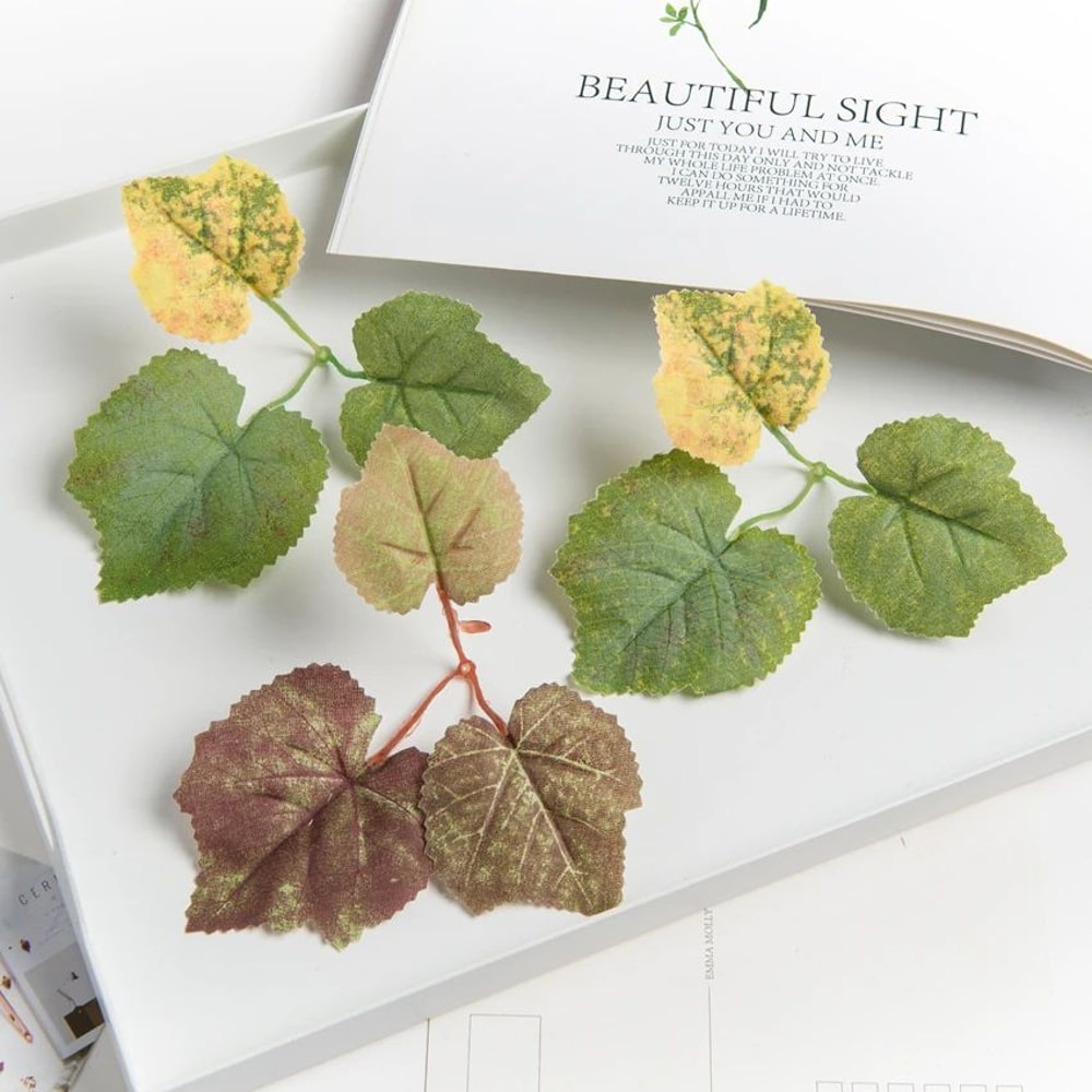 Artificial Grape Leaf Decor Set Silk Green Vine Leaves For Wedding Wreath Home Decoration 8