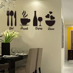 modern tableware & food vinyl wall sticker – matte kitchen wallpaper decor for home & restaurant