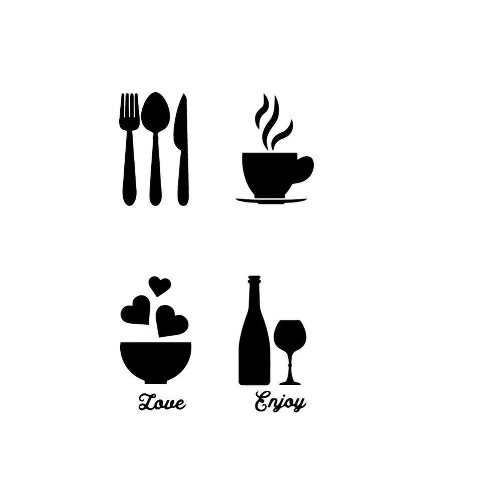 Modern Tableware Food Vinyl Wall Sticker Matte Kitchen Wallpaper Decor For Home Restaurant 1