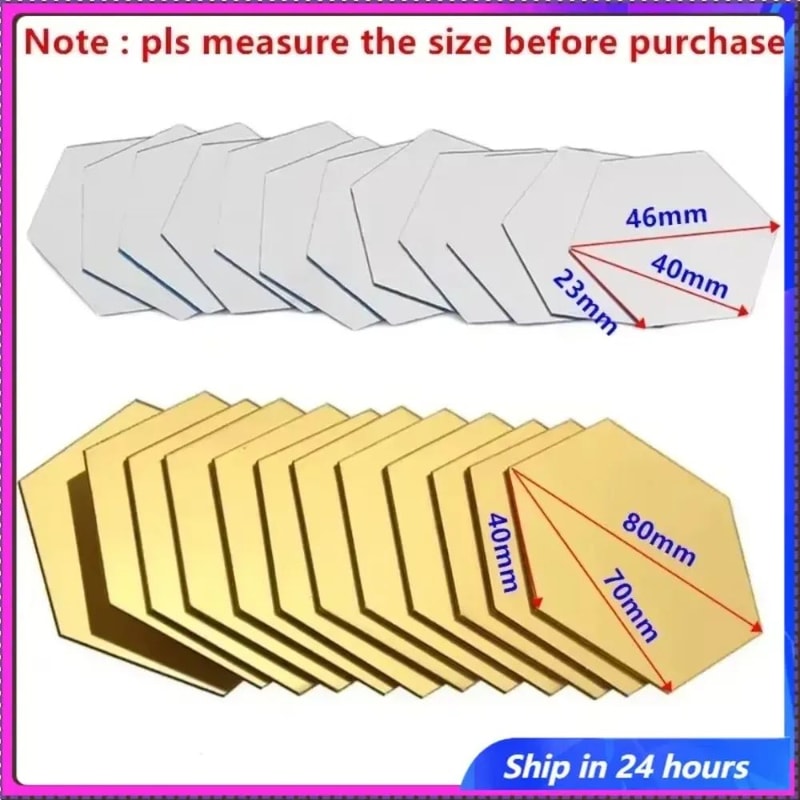 Hexagon Acrylic Mirror Wall Stickers 3D SelfAdhesive Mosaic Tiles For DIY Home Decor 3