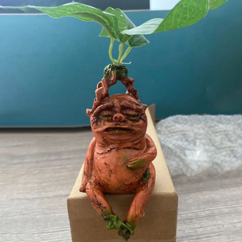 Mandrake Grass Resin Statue Whimsical Garden Figurine For Indoor Outdoor Decor 0
