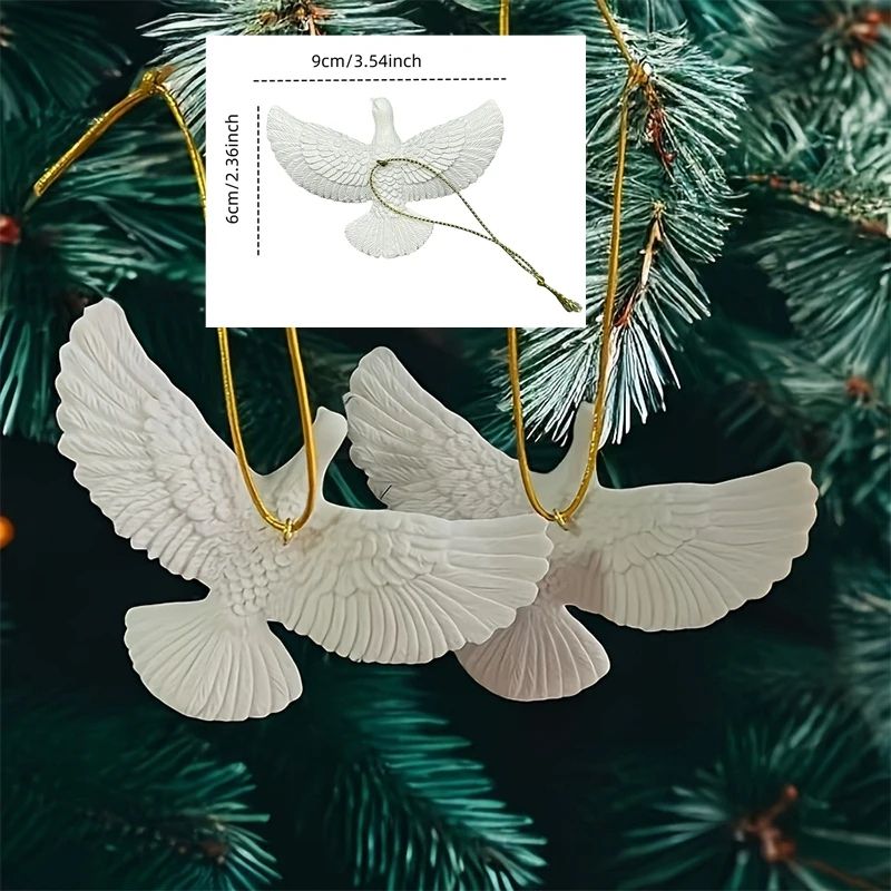 Christmas Dove Ornament Figurine Creative Pigeon Statue For Holiday Home Decor Gifts 5