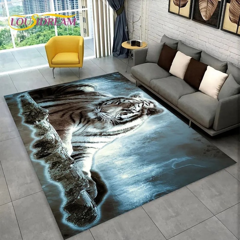3D Animal Print Area Rug NonSlip Flannel Carpet For Living Room Bedroom Home Decor 0