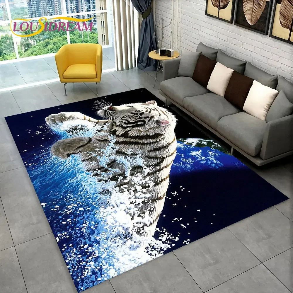 3D Animal Print Area Rug NonSlip Flannel Carpet For Living Room Bedroom Home Decor 2