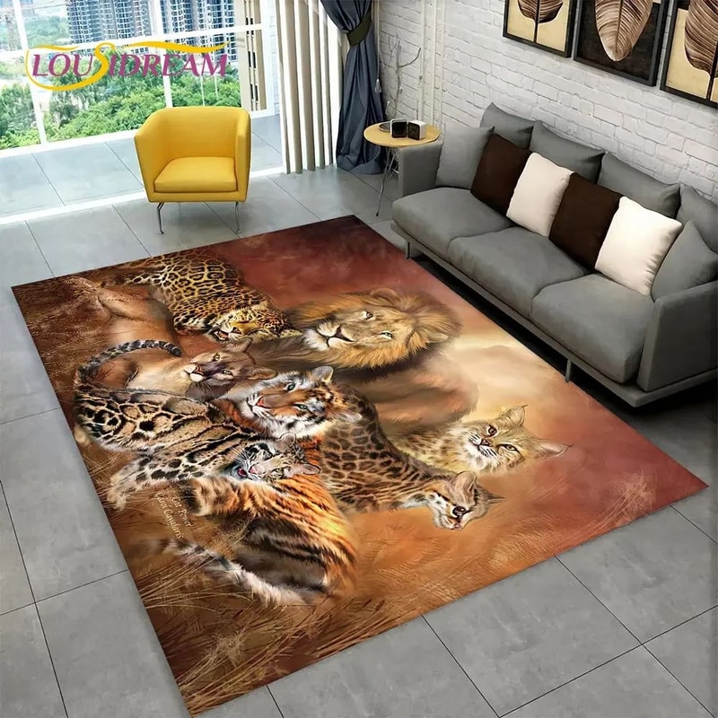 3D Animal Print Area Rug NonSlip Flannel Carpet For Living Room Bedroom Home Decor 12
