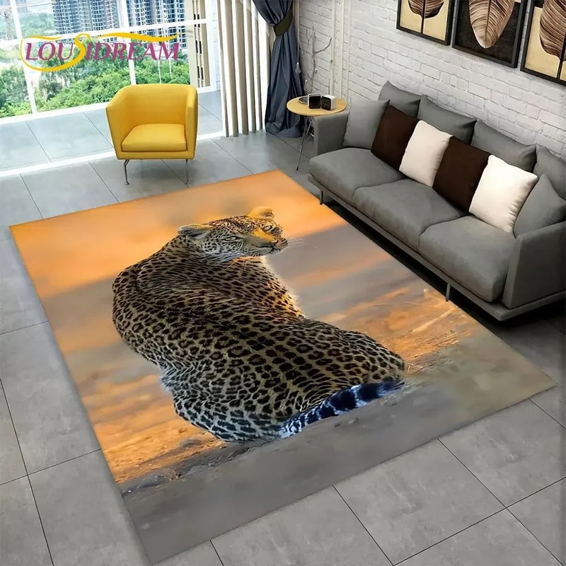 3D Animal Print Area Rug NonSlip Flannel Carpet For Living Room Bedroom Home Decor 13