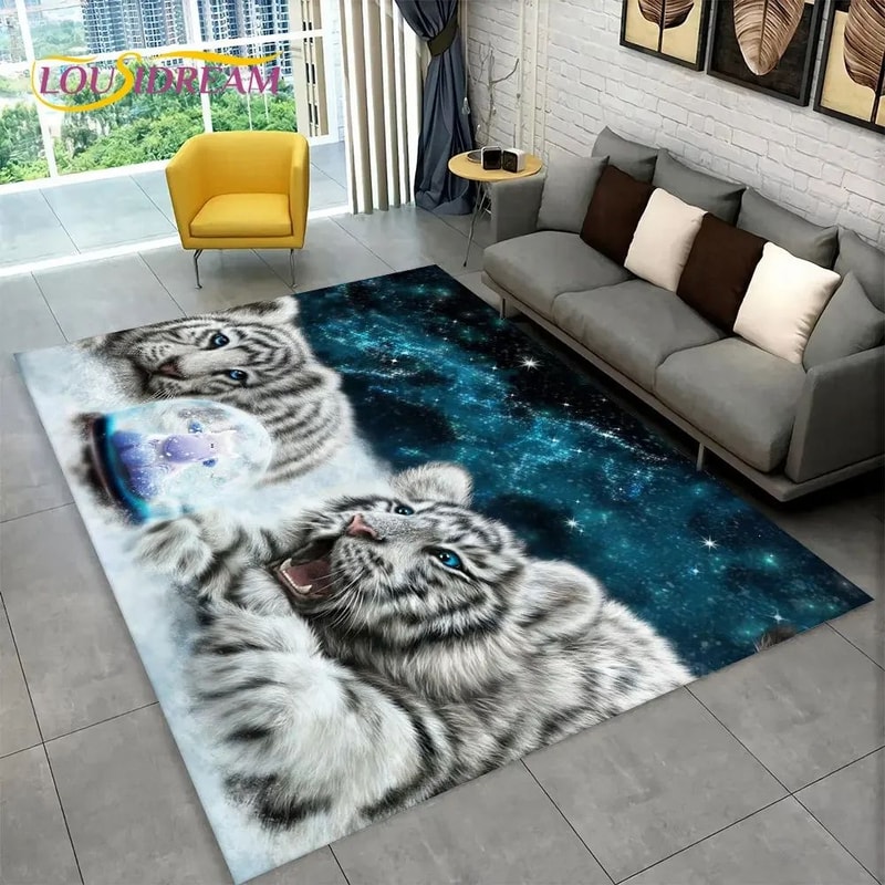 3D Animal Print Area Rug NonSlip Flannel Carpet For Living Room Bedroom Home Decor 17